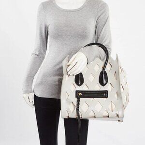 Celine Pale Grey Calfskin Leather Medium Cutout Phantom Luggage Tote Bag